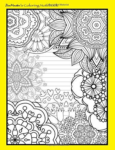 Coloring Notebook (yellow): Therapeutic notebook for writing. journaling. and note-taking with designs for inner peace. calm. and focus (100 pages.