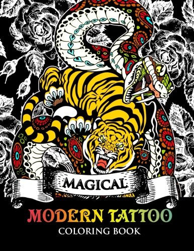Modren Tattoo Coloring Book: Modern and Neo-Traditional Tattoo Designs Including Sugar Skulls. Mandalas and More (Tattoo Coloring Books)