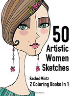 50 Artistic Women Sketches - 2 Coloring Books In 1: Collection of Relaxing Naive Doodles For Adults