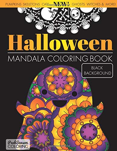 Halloween Mandala Coloring Book Black Background: Fun and Spooky Stress Relieving and Relaxing Designs Adults and Kids