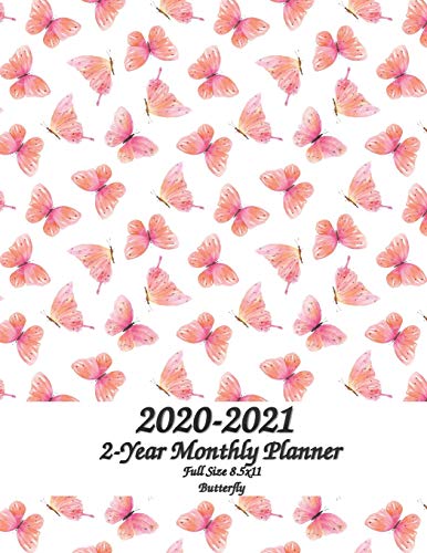 2020 - 2021 Butterfly Full Size 2-Year Monthly Planner 8.5x11: 24 month Planahead Monthly Calendar Planner - Simple Pretty Monthly Planner - Get ...