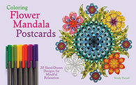 Coloring Flower Mandala Postcards: 20 Hand-Drawn Designs for Mindful Relaxation