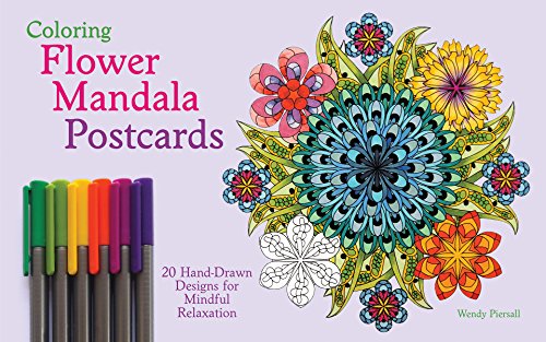 Coloring Flower Mandala Postcards: 20 Hand-Drawn Designs for Mindful Relaxation