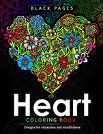 Heart Coloring Book: Black Pages Coloring Book for Adults : Designs for Relaxation and Mindfulness